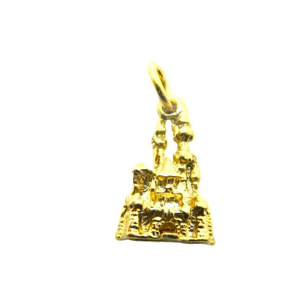 14K Fairytale Castle Yellow Gold Pendant Charm